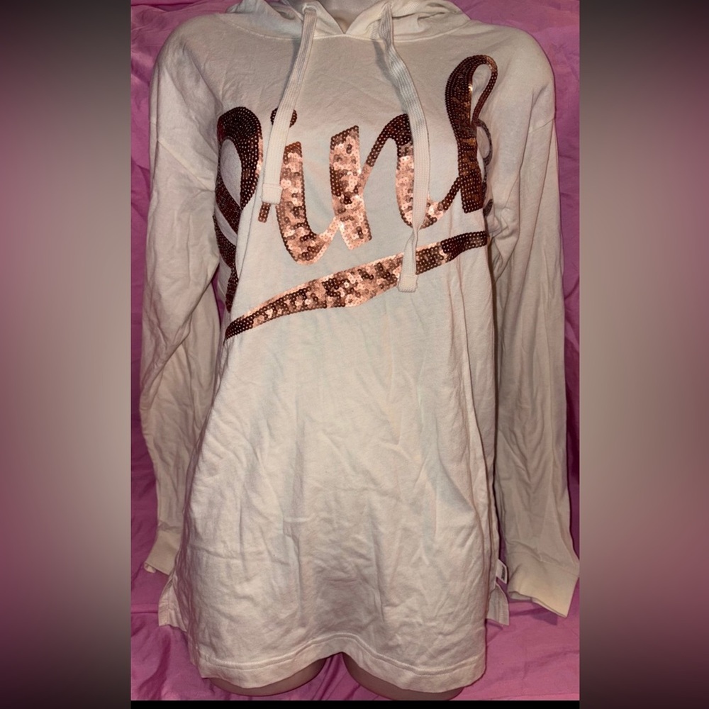 Victoria’s Secret Gold Sequin Bling Pullover Hoodie Size XS
